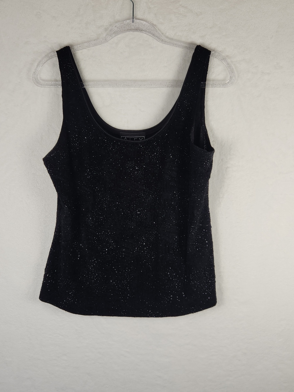 Alex Evenings Tank Top Size XL Women's‎ Black Sparkle Formal